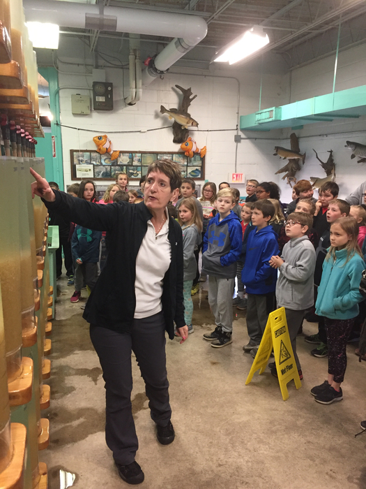 Wendy Sanders shares the process of hatching eggs at the fish hatchery.